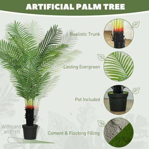 Wyld Haus Nomovi Artificial Areca Palm With Full Canopy Leaf Design In Pot 150cm Green