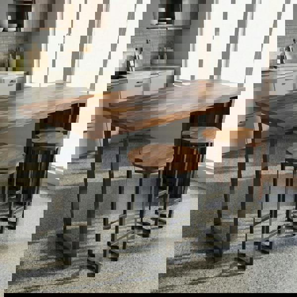 TRL Furniture Staved Walnut Round Breakfast Bar Stool