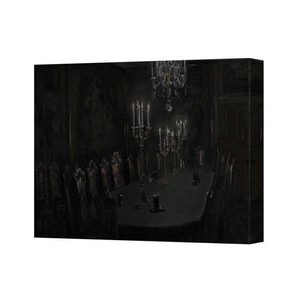 Benjamin Tate Design Dark Candlelit Gothic Dining Room Canvas Art Print 3310