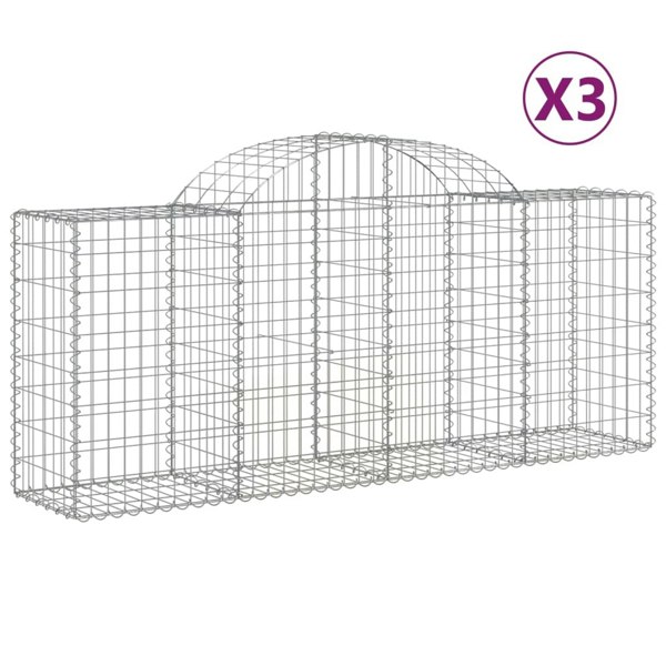 Berkfield Arched Gabion Baskets 3 pcs 200x50x80/100 cm Galvanised Iron