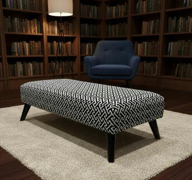 ISTOOLS Premium Eden Embossed Pattern Footstool Ottoman – Window Bay Seat & Multi-Use Coffee Table Bench (Non-Storage) - 30 x 20 Inches (76 x 51cm)