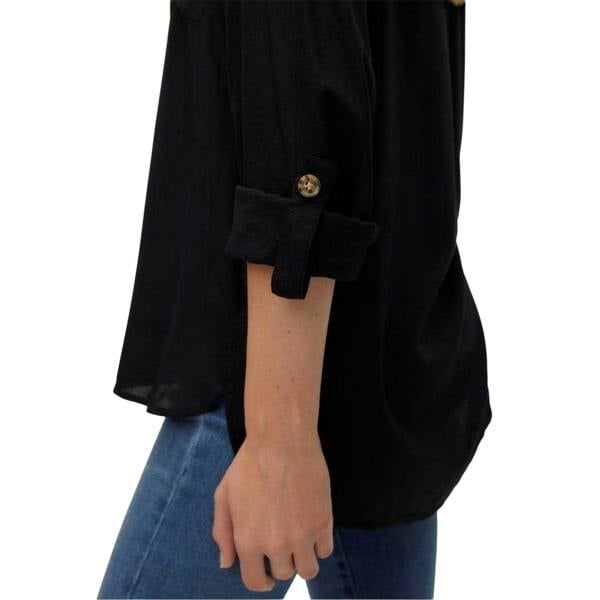 Vero Moda Womens/Ladies Regular Roll Sleeve Shirt - Black - 