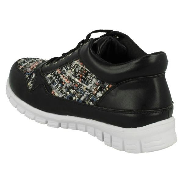 Ladies Waves Casual Lace Up Textile Trainers - F80101