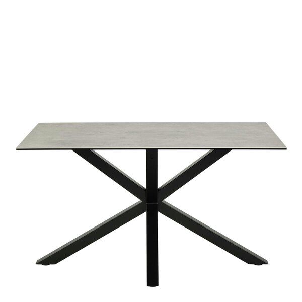 Wyld Haus Perth 135cm 4 Seater Grey Ceramic Dining Table Industrial Black Metal Legs
