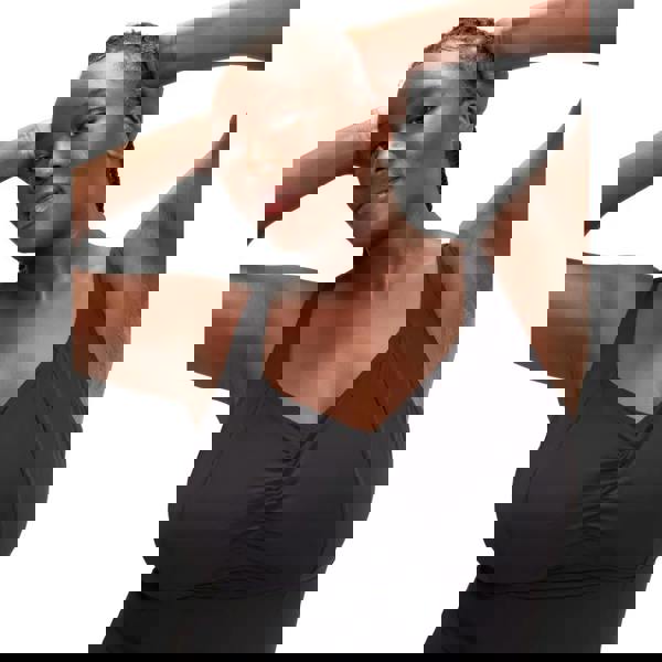 Charcoal gray plus size AquaNite swimsuit with medium bust support