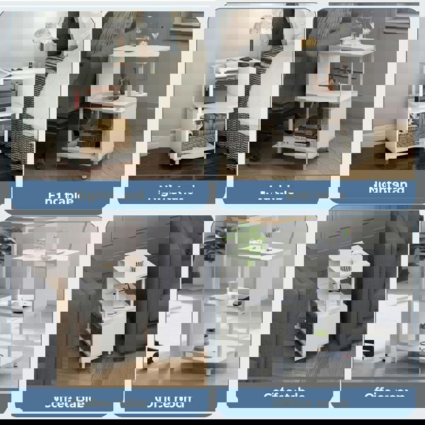 Levede Side Table 3 Tier Small Bedside Sofa End Table Storage Shelves Modern