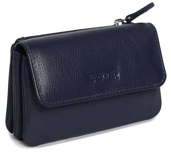 SADDLER Spacious Leather Purse "Lily" – Handmade by Saddler | RFID Protected & Gift Boxed | Triple Gusset Design for Cards, Coins & Keys - Peacoat Blue