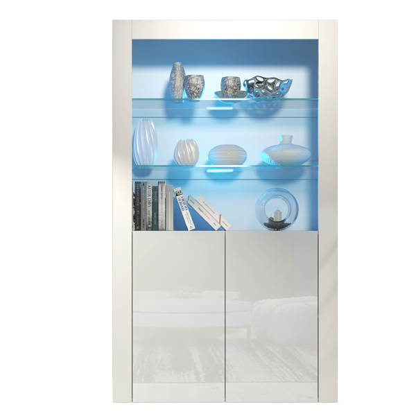 Mex Furniture Premium 170cm Cabinet Sideboard with High Gloss Doors and Free LED Lights Display