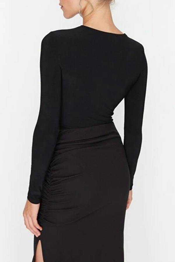 WOVCOR Cut Out Detailed Knit  Bodysuit