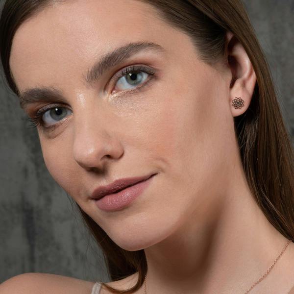 Rose Gold Mandala Stud Earrings for Women - namana.london