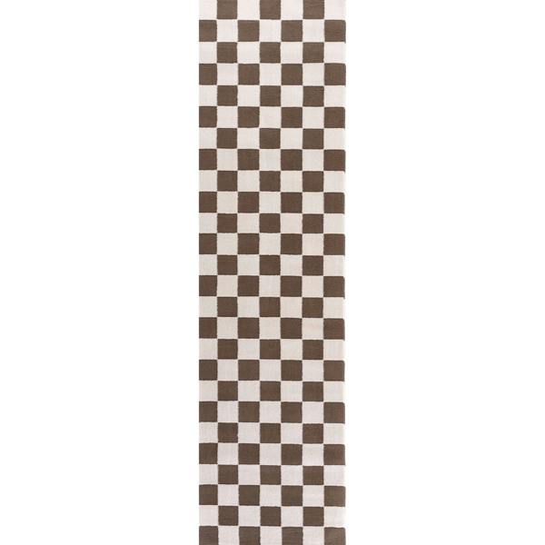 Loft Checkerboard Brown Rug, Underfloor heating.