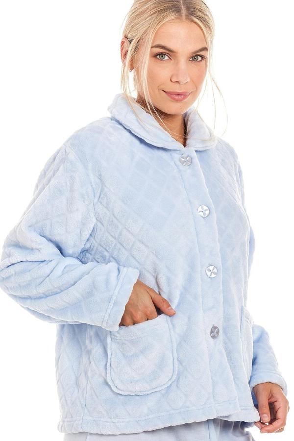 Camille Women's Supersoft Diamond Print Bed Jacket with Pockets