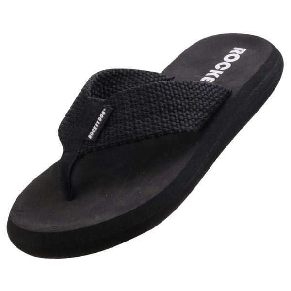Rocket Dog model Sunset Webbing Flip Flop Female in Black