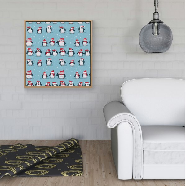 Warren Reed Adorable Santa Penguins Framed Canvas