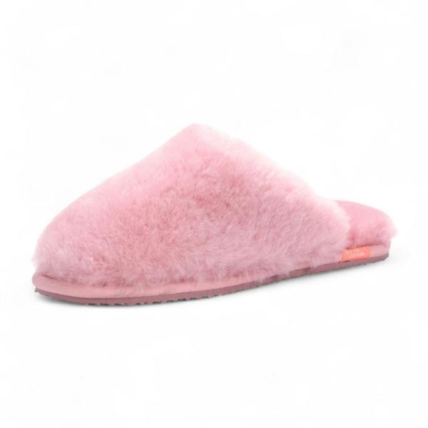Infinity Leather Women's Sheepskin Slippers Pink Warm Winter Fur Mule - Aurora