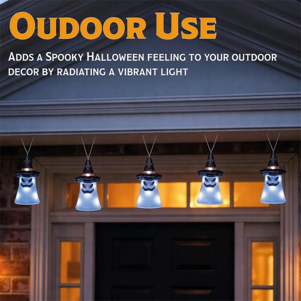 Fxlab Set of 5 Acrylic Ghost Lights 40 White LED Outdoor Battery Decoration with Timer