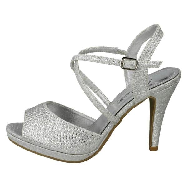 Anne Michelle Ladies Anne Michelle Diamante Buckle Strap Sandals