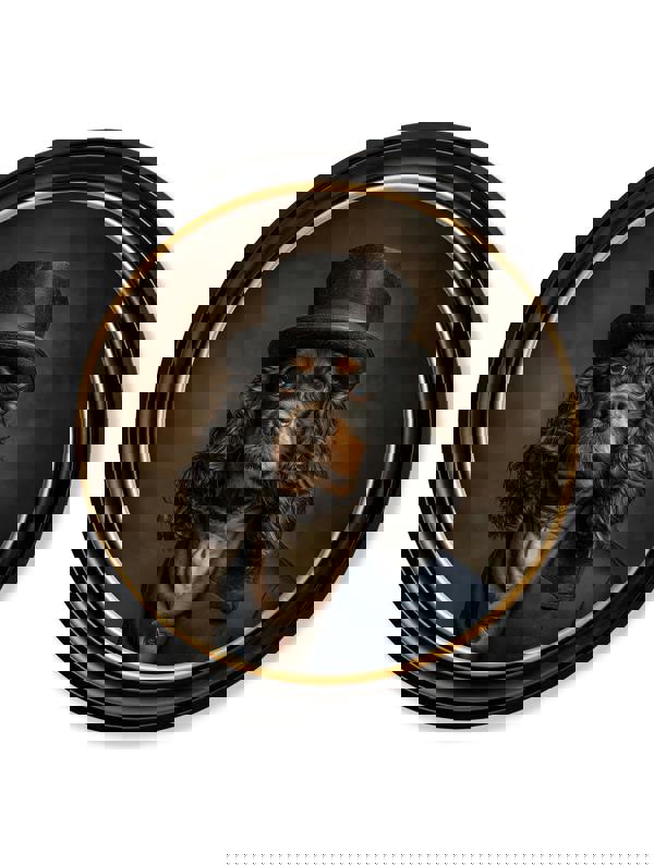 Exceptional Art Lord Longears -  Gentleman Cocker Spaniel Oxford round frame