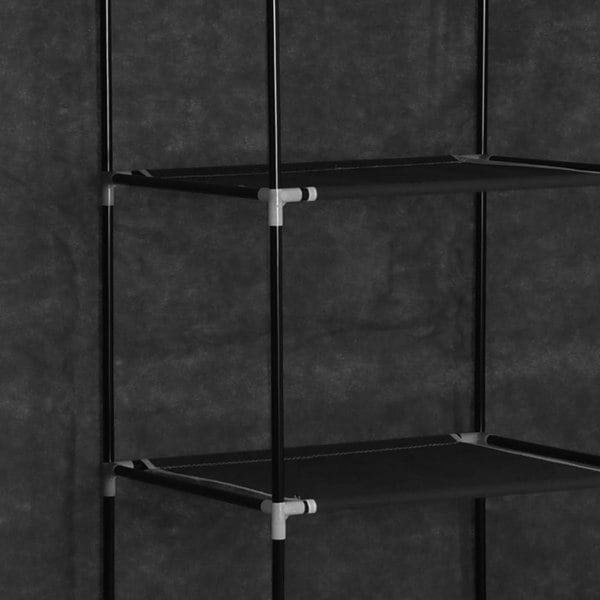 Berkfield Wardrobe with Compartments and Rods Black 150x45x175 cm Fabric