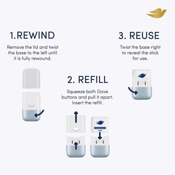 Dove Refillable Deodorant Kit + 35ml Refill - Peony & Pineapple 6 Pack