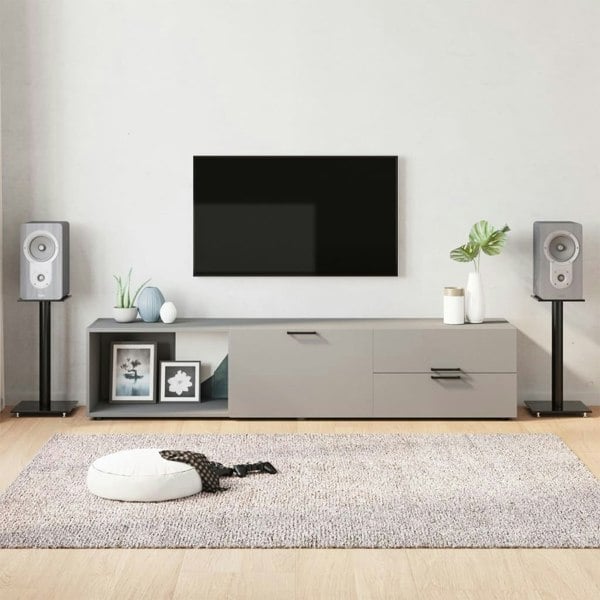 Berkfield Speaker Stands 2 pcs Black Tempered Glass 1 Pillar Design