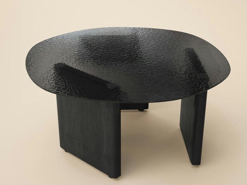SOLACE+CO Emil Glass Round Coffee Table Black