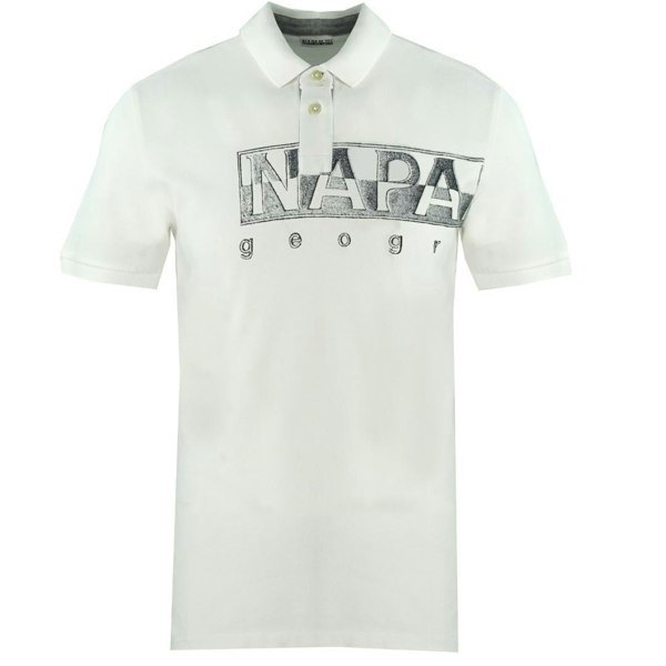 Napapijri Ellar Large Brand Logo Polo Shirt - White