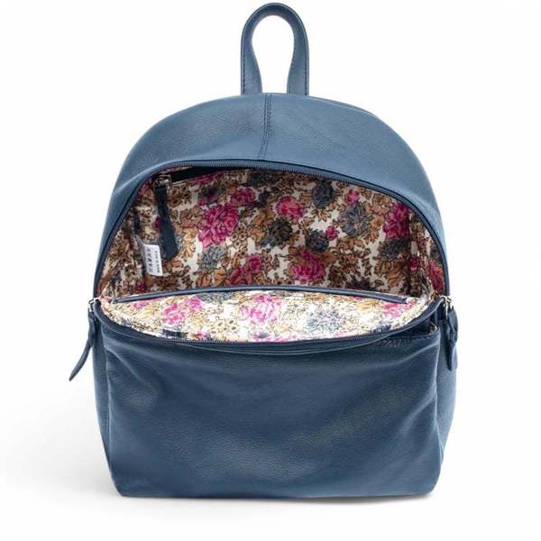 open view of Navy backpack on a white background