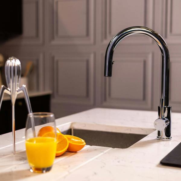 Flode Dölja | Kitchen Mixer Tap | Concealed Pull Out Hose and Spray Head | Chrome