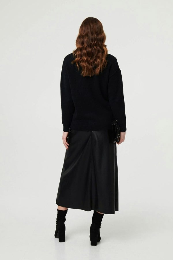 Black | Embroidered Print Drop Shoulder Jumper