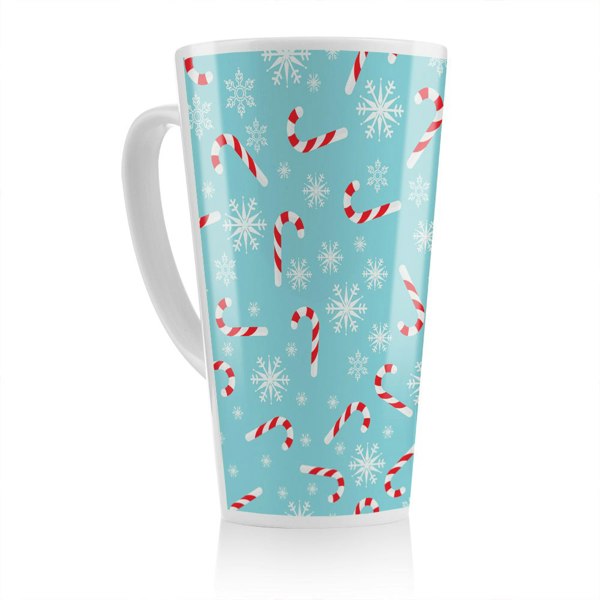 Benjamin Tate Design Candy Canes And Snowflakes Dining Latte Mug