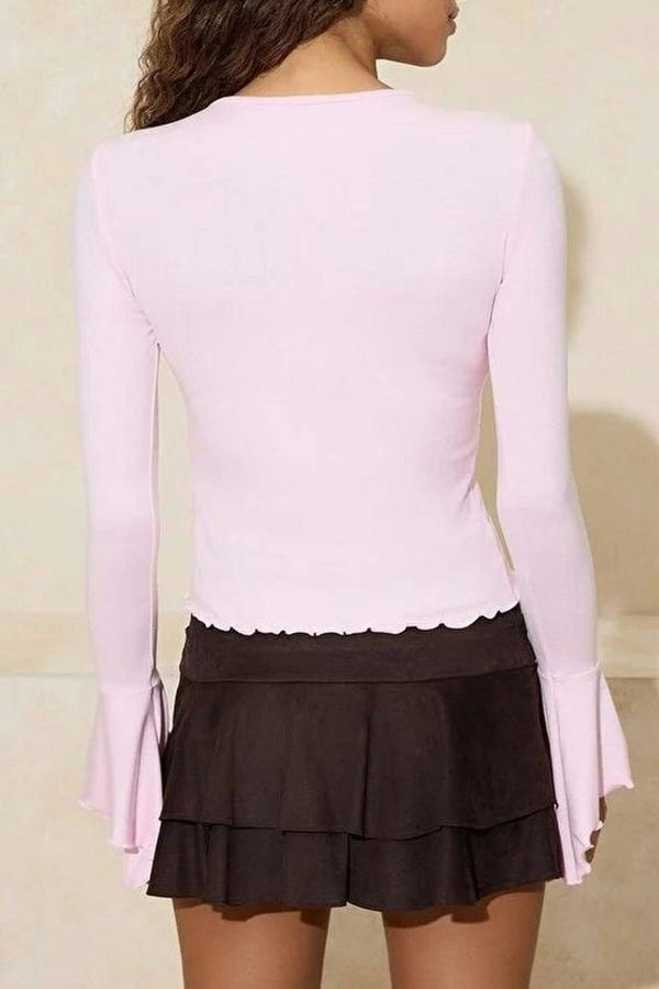 WOVCOR Ruffled Soft Knit Blouse