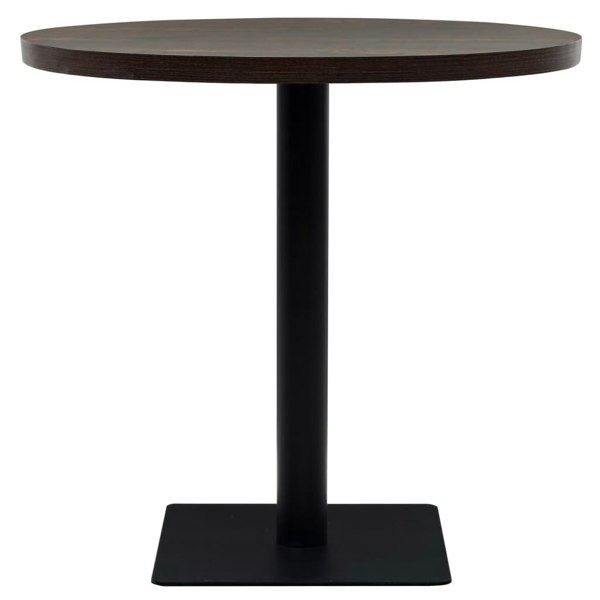 Berkfield Bistro Table MDF and Steel Round 80x75 cm Dark Ash