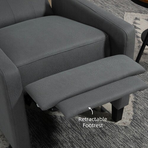 Wyld Haus Lino Microfibre Deep Grey Button Tufted Recliner Armchair With Leg Rest