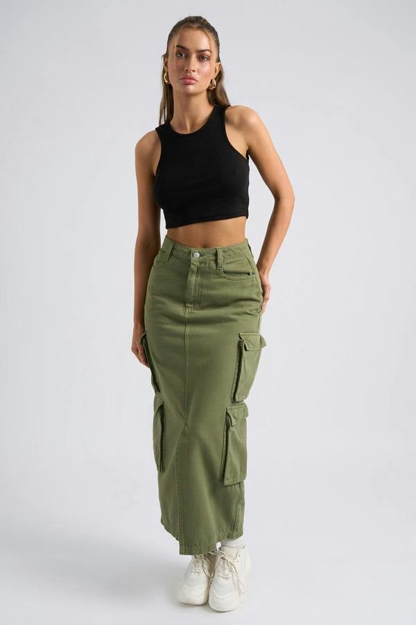 Urban Bliss Khaki Soda Cargo Skirt
