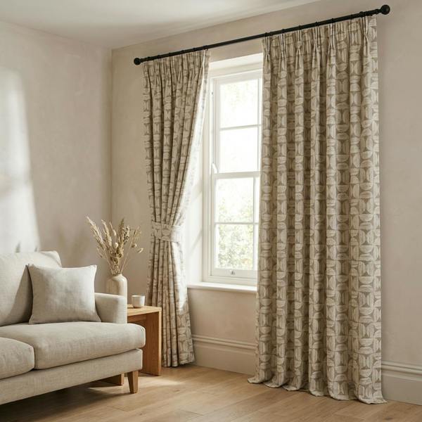 Axel made-to-measure curtains in Birch, styled in a living room