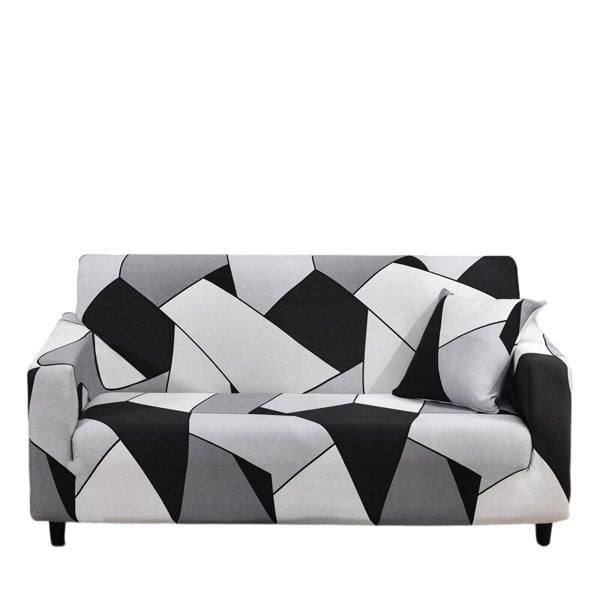 Anyhouz Anyseat Sofa Cover Black White Geometric Style 4 Seater