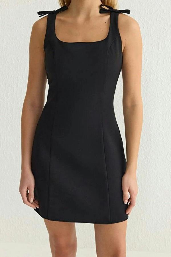 WOVCOR A-Line Mini Woven Dress with Bow