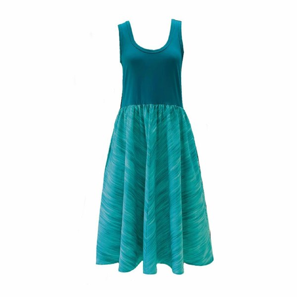 Frock Tales Paradis Midi Sleeveless Dress - Aqua Stripe