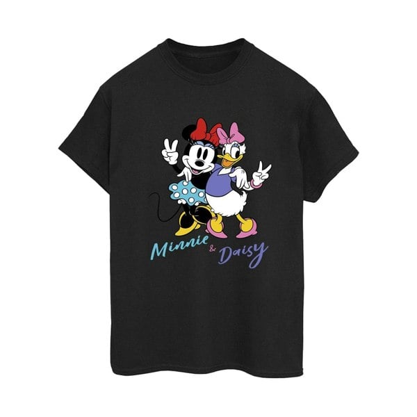 Disney Womens/Ladies Minnie Mouse And Daisy Cotton Boyfriend T-Shirt - Black
