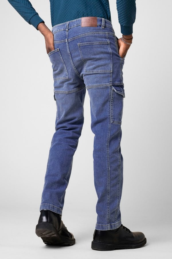 ENORSIA Mens Blue Regular Fit Utility Jeans