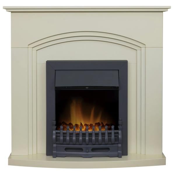 Adam Truro Fireplace in Cream with Blenheim Electric Fire in Black,  41 Inch