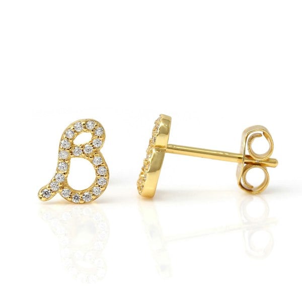 Say It With Luxe CZ Initial Earrings - Yellow Gold Plated