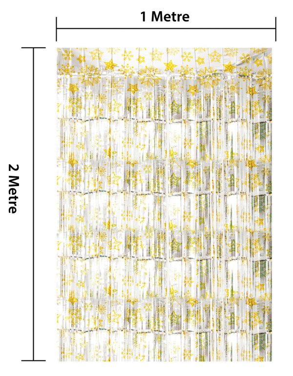 Cheetah Shimmer christmas Tinsel Curtain 3M x 1M Yellow