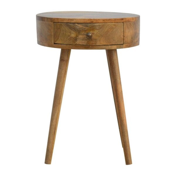 Wyld Haus Gradara Nordic Round Mango Wood Bedside Table