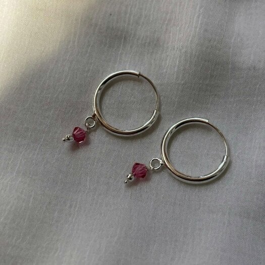 The Colourful Aura Pure Silver Bali Asian Tiny Lightweight Dainty Unisex Hoop Earring