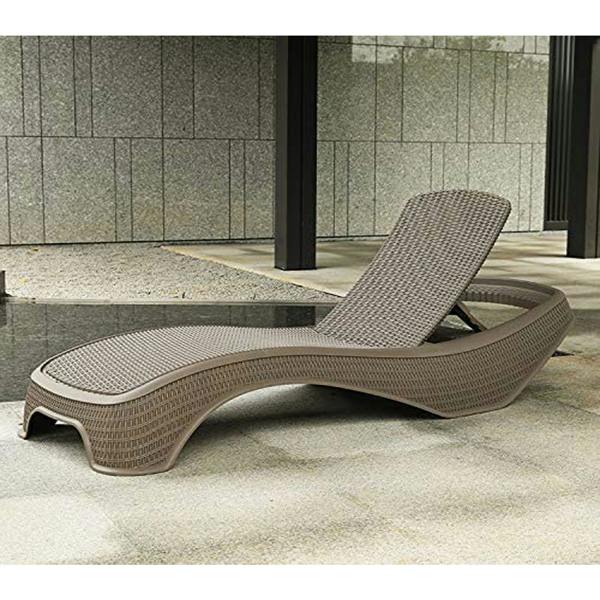Homeology MALDIVES Greige Prestigious Outdoor Rattan-Style Adjustable Sun Lounger Pre-Assembled