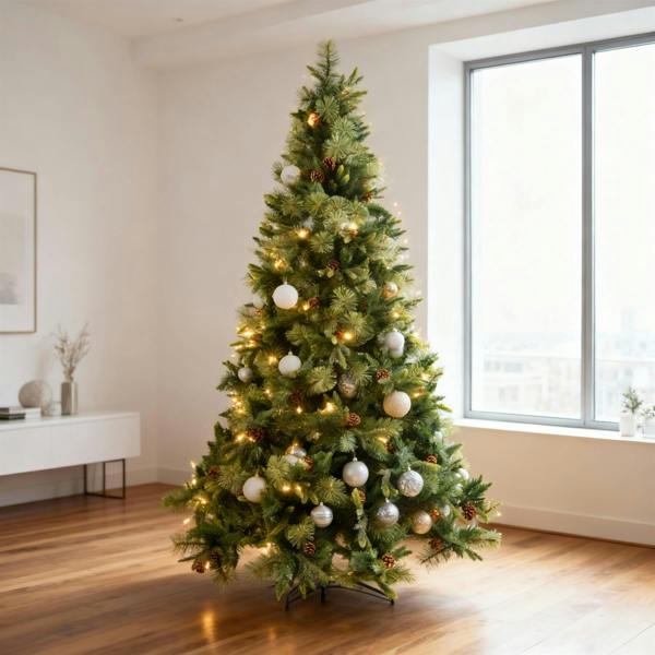 6ft to 8ft Californian Artificial Christmas Tree with Bushy Forest Green Look image 2