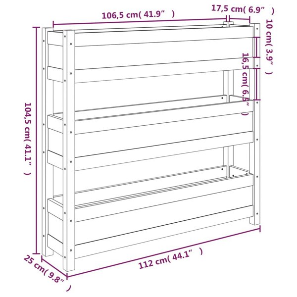 Berkfield Planter Grey 112x25x104.5 cm Solid Wood Pine
