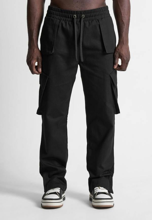 Drill Angled Cargo Pants - Black